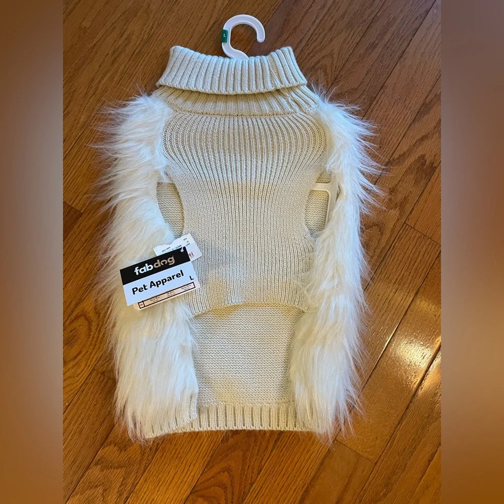 Cozy Cream Dog Sweater oat meal color - Picture 5 of 6